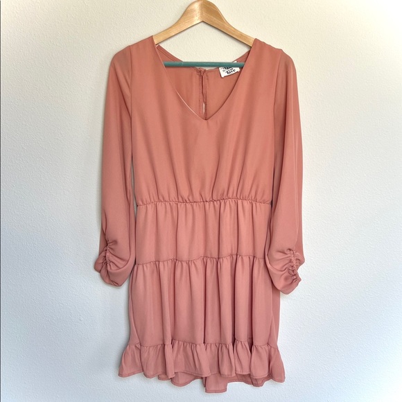Ruffle Long Sleeve Dress - Picture 1 of 3